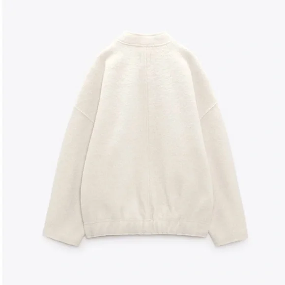 ZARA OVERSIZED TEXTURED BOMBER JACKET - Picture 9 of 16